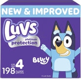 Luvs Size 4 Baby Diapers, Platinum Protection Bluey Diapers for Day & Night, Size 4, 198 Count (Packaging May Vary)