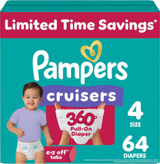 Pampers Diapers - Cruisers 360 - Size 4, 64 Count, Babyproof up to 100% Leakproof Pull-On Diaper