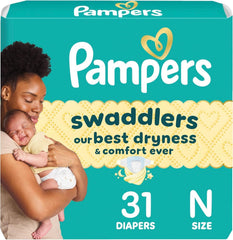 Pampers Baby Diapers - Swaddlers - Size 0, 31 Count, Ultra Absorbent Disposable Newborn Diaper