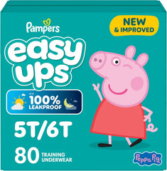 Pampers Training Pants - Easy Ups Girls & Boys - Size 5T-6T, 80 Count, Peppa Pig Potty Underwear (Packaging May Vary)
