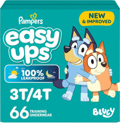 Pampers Training Pants - Easy Ups Boys & Girls Bluey - Size 3T-4T, 66 Count, Children's Potty Underwear (Packaging May Vary)