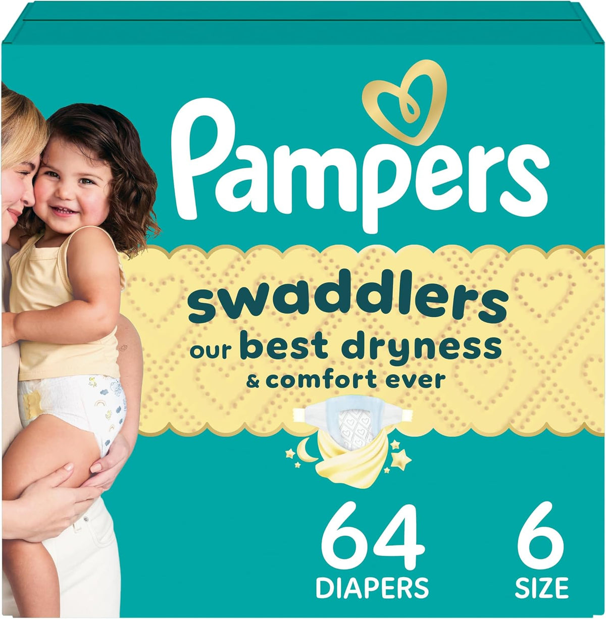 Pampers Swaddlers Diapers, Size 6 (23-44 lbs), 16 Count, Absorbent, Keeps Baby Dry and Comfortable, Skin Safe Disposable Baby Diaper (Packaging May Vary)