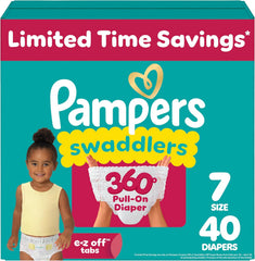 Pampers Swaddlers 360 Pull-On Diapers, Size 7, 40 Count for up to 100% Leakproof Skin Protection and Easy Changes