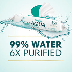 Pampers Aqua Pure Baby Wipes, 99% Water, Fragrance Free, 672 Baby Wipes Total (12X Flip-Top Packs) [Packaging May Vary]