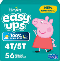 Pampers Training Pants - Easy Ups Girls & Boys - Size 4T-5T, 56 Count, Peppa Pig Potty Underwear (Packaging May Vary)
