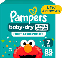 Pampers Diapers - Baby Dry - Size 7, 88 Count, Absorbent Disposable Infant Diaper (Packaging May Vary)