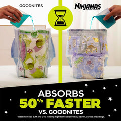 Ninjamas Girls Nighttime Underwear, Size S/M (38-70 lbs), 88 Count, Overnight Protection + Pampers Wipes, Sensitive, Water Based Wipe, Unscented, 336 Wipes Total (4 Flip-Top Packs)