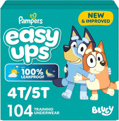 Pampers Training Pants - Easy Ups Boys & Girls Bluey - Size 4T-5T, 104 Count, Children's Potty Underwear (Packaging May Vary)